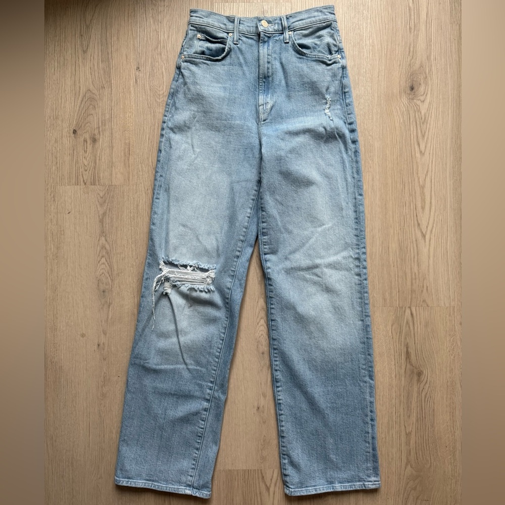 MOTHER High Waisted Tunnel Vision Distressed Denim Jeans Sz 25 Sippin Sweet Tea